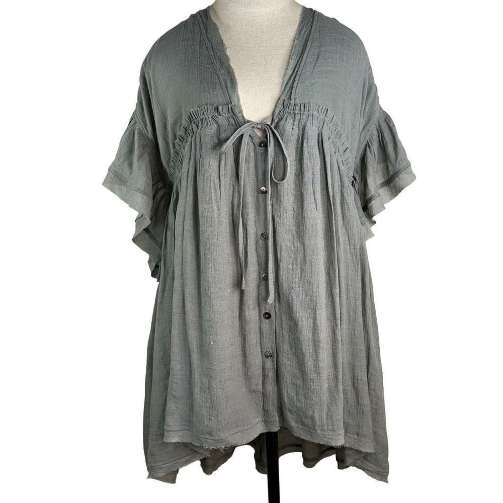 Flawless Womens Sage Green Boho Mini Dress Large Flowy Feminine Cottagecore